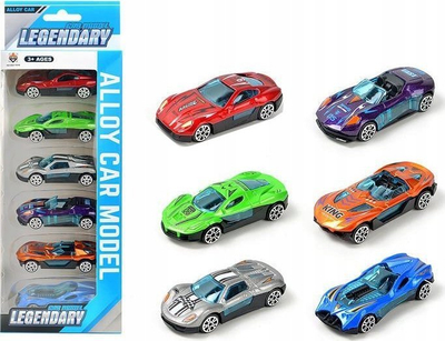 Set lodrash LEGENDARY Alloy Car Model, 6 makina metalike, shumëngjyrëshe
