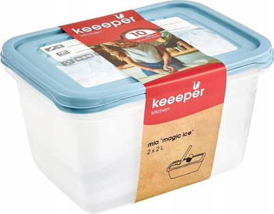 Set enësh ngrirjeje Keeeper Mia Magic Ice, 2x 2L, pa BPA, transparente