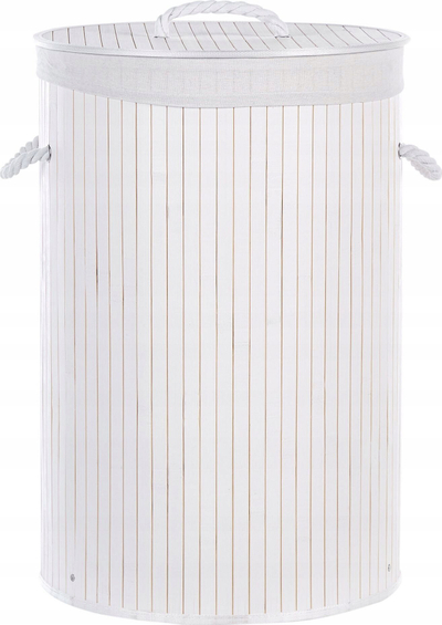 Shportë rrobash Beliani Sannar, bambu, 60x40 cm, e bardhë
