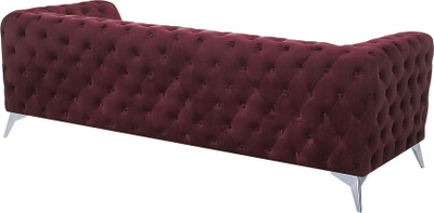 Divan 3 vendsh SOTRA, kadife, këmbë metal, i kuq i errët