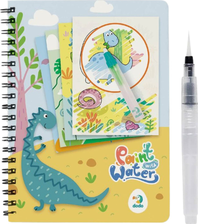 Set ngjyrosjeje me ujë DoDo Dinosaurs, fletore 8 faqe, me marker uji