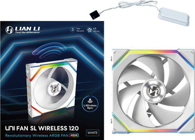 Ventilator PC Lian Li UNI FAN SL Wireless 120mm, ARGB, i bardhë