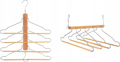 Varëse pantallonash 5five Wooden Trousers Hanger, set 4 copë, dru ahu, metalike, ngjyrë natyrale