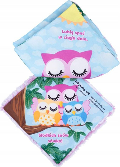 Libër i butë për bebe Baby Book Owl, libër lodër edukativ, shumëngjyrësh