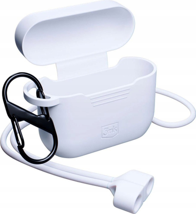 Kuti silikoni mbrojtëse për Apple AirPods Pro, me kapak, me karabinier, e bardhë