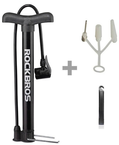 Pompë dyshemeje për biçikletë Rockbros A320, metalike, 8 bar, e zezë