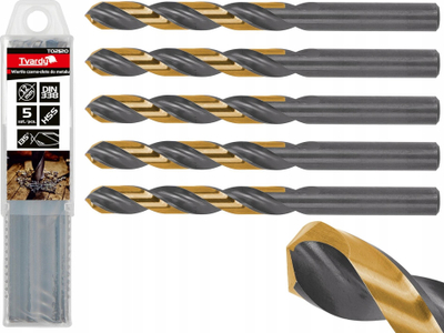 Set stërvitësesh metalike Tvardyi T02120, HSS 2.5mm, 5 copë, zi ari
