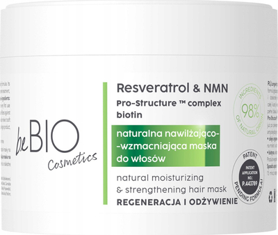 Maskë flokësh BeBIO Longevity, për lagë dhe përforcu flokun, 250 ml, e bardhë