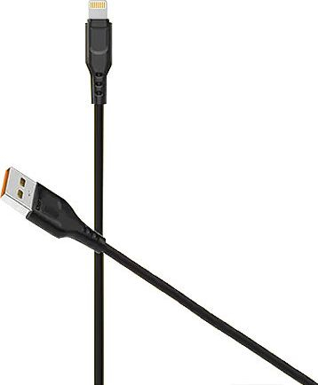 Kabllo USB Denmen D01L për iPhone, 1m, 2.4A, ngjyrë e zezë