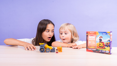 Set ndërtimi Marioinex Mini Waffle Farmer Front Loader, eskavator me krah lëvizës, shumëngjyrësh