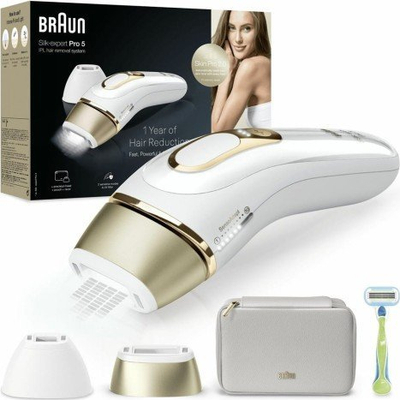 Eпилатор IPL Braun Silk expert PRO 5 IPL5152, за тело и лице, со торба, бел