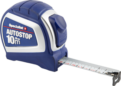 Metër matës Specialist Autostop, 10 m, 25 mm, blu
