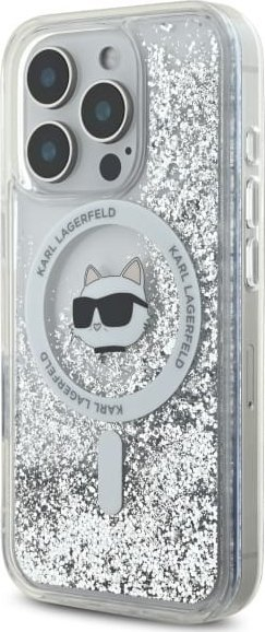 Kllapë telefoni Karl Lagerfeld Choupette MagSafe për iPhone 16 Pro Max, 6.9", Liquid Glitter, transparente