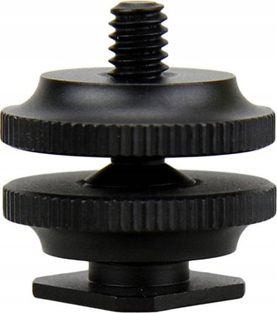Adapter hot shoe për DSLR, konvertues montimi, filetë 1/4"-20, i zi