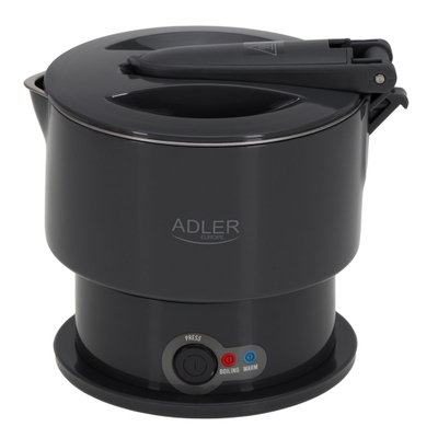 Ibrik elektrik udhëtimi Adler AD 1377, 0.6L, palosës silikoni, gri