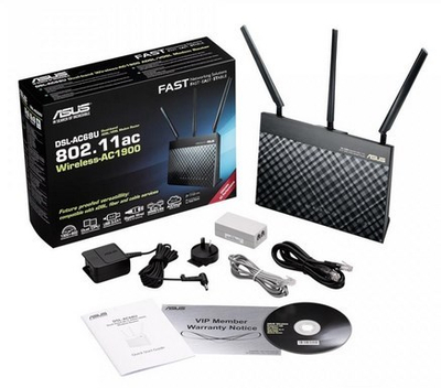 Router me modem ASUS DSL-AC68U, Dual Band, AC1900, i zi