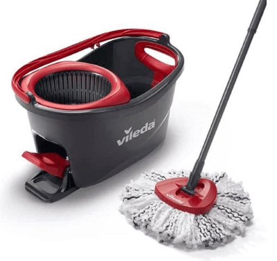 Set mop me kove Vileda Turbo 3in1, sistem rrotullues, trekendor, e kuqe