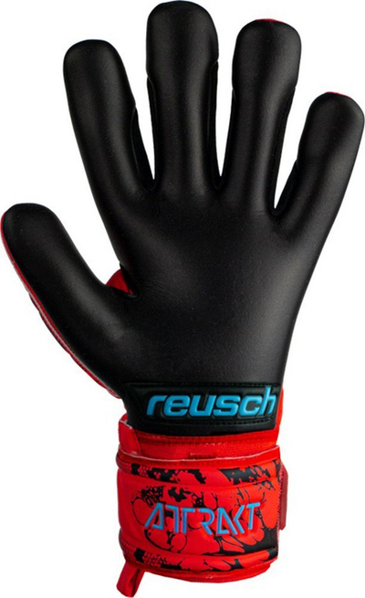Doreza portieri Reusch Attrakt Grip Finger Support, lateks, mbyllje me rrip, të kuqe e zeza