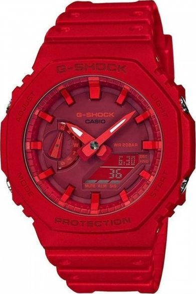 Ora dore Casio G-Shock GA-2100-4AER, i fortë kundra goditjeve, për burra, e kuqe