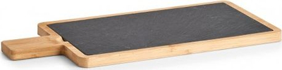 Dërrasë prerëse Zeller për servirje, bambu dhe gur slate, 40x19 cm, ngjyrë natyrale
