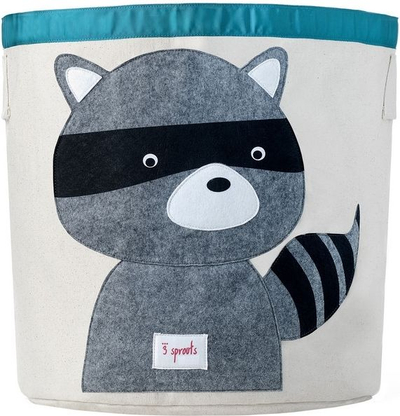 Kosh lodrash 3 Sprouts Storage Bin Raccoon, 44 cm, pambuk kanavacë, gri