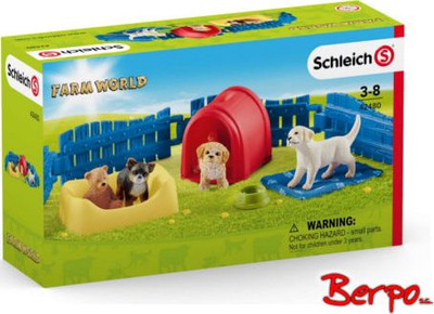 Set lodrash Schleich Puppy Pen, figura qenushash, plastikë vinyl, shumëngjyrësh
