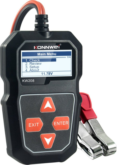Testues baterie Konnwei KW208, për bateri 12V, ekran LCD, i zi