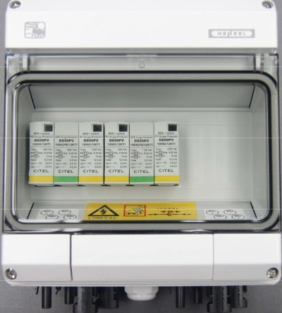 Kuti mbrojtëse fotovoltaike Hensel KV PV DC1+2 600002C, 2x string PV, 2x MPPT, IP65, gri