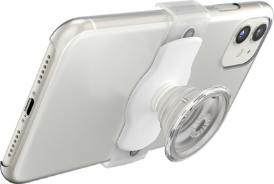 Mbajtëse telefoni Popsockets PopGrip Slide Stretch Clear on White, rrëshqitëse, e tejdukshme, e bardhë