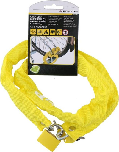 Dry biçiklete Dunlop, zinxhir kundër vjedhjes 90cm, i verdhë