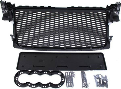 Grillë radiator MTuning për Audi A4 B8 RS Style, 2008 2012, argjendtë e zezë