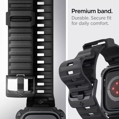 Rrip mbrojtës Spigen Tough Armor Pro për Apple Watch 7 8 45mm, metal, i zi