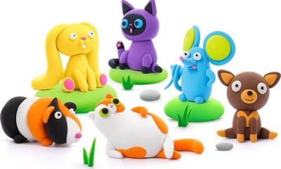 Set plasteline Hey Clay Fluffy Animals TM Toys, me aksesorë, shumëngjyrësh