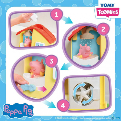 Set lodrash për banjo Tomy Toomies Peppa Pig Bath House E73415, figura, shumëngjyrësh
