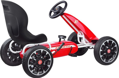 Go kart me pedale Abarth PA0167, sedilje e rregullueshme, rrota EVA, i kuq