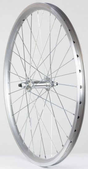 Rrotë e përparme biçiklete Azimut ACS 24", qendër aliazh, fllanxhë DoubleWall 30mm, argjendtë