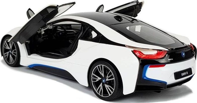 Makina me telekomandë Leantoys BMW i8 Rastar, shkalla 1:14, dyer automatike, e bardhë