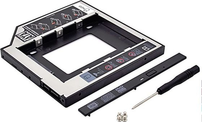 Adapter HDD SSD për laptop, vend DVD 9.5mm, 2.5" SATA, i zi