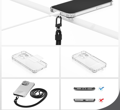 Rrip telefoni 4smarts PhonoLace 540489, universal deri 7\", 150cm, transparent