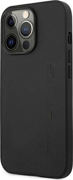 Mbulesë telefoni AMG Big Signature Logo për iPhone 13 Pro Max 6.7", lëkurë, e zezë