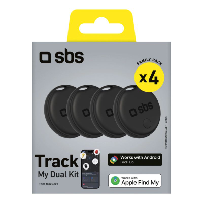 Gjetës universal SBS Track My Dual, set me 4 copë, me Bluetooth, i zi