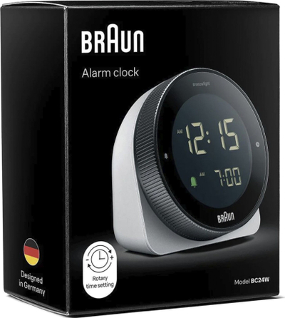 Будилник Braun BC24W, LCD екран, аларм со одложување, бел