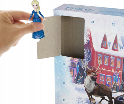 Kalendar Adventi me lodra surprizë Disney Frozen, 24 ditë, me kukulla Anna edhe Elsa