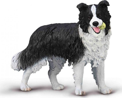 Figurinë qen CollectA Border Collie, lojtar me top tenisi, bardh e zi