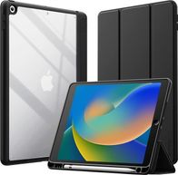 Mbulesë tablet Crong PrimeFolio Case iPad 10.2 2019 2021, me qëndrim, ndarje për Apple Pencil, e zezë transparente