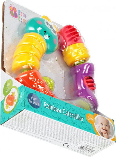 Lodër gringrinë Bam Bam Caterpillar Rainbow, për foshnja, shumëngjyrëshe