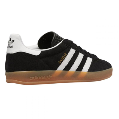 Atlete Adidas Originals Gazelle Indoor, lëkurë zamsh, shollë gome e tejdukshme, të zeza