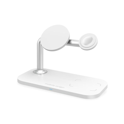 Karikues wireless Mobile Origin 3 në 1, për iPhone, Apple Watch edhe AirPods, i bardhë