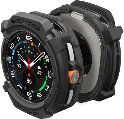 Mbulesë Spigen Rugged Armor për Samsung Galaxy Watch 8 Classic 46mm, TPU, e zezë matte