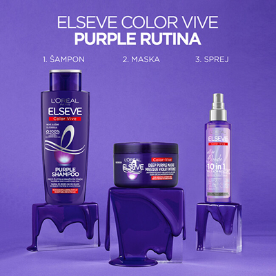 Maskë për flokë L'Oréal Paris Elseve Color Vive Deep Purple Mask, 250 ml